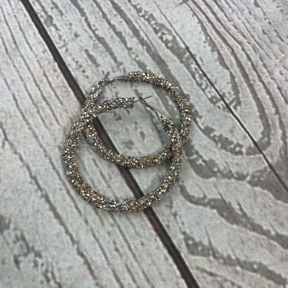 Rose gold and silver Hoop Earrings